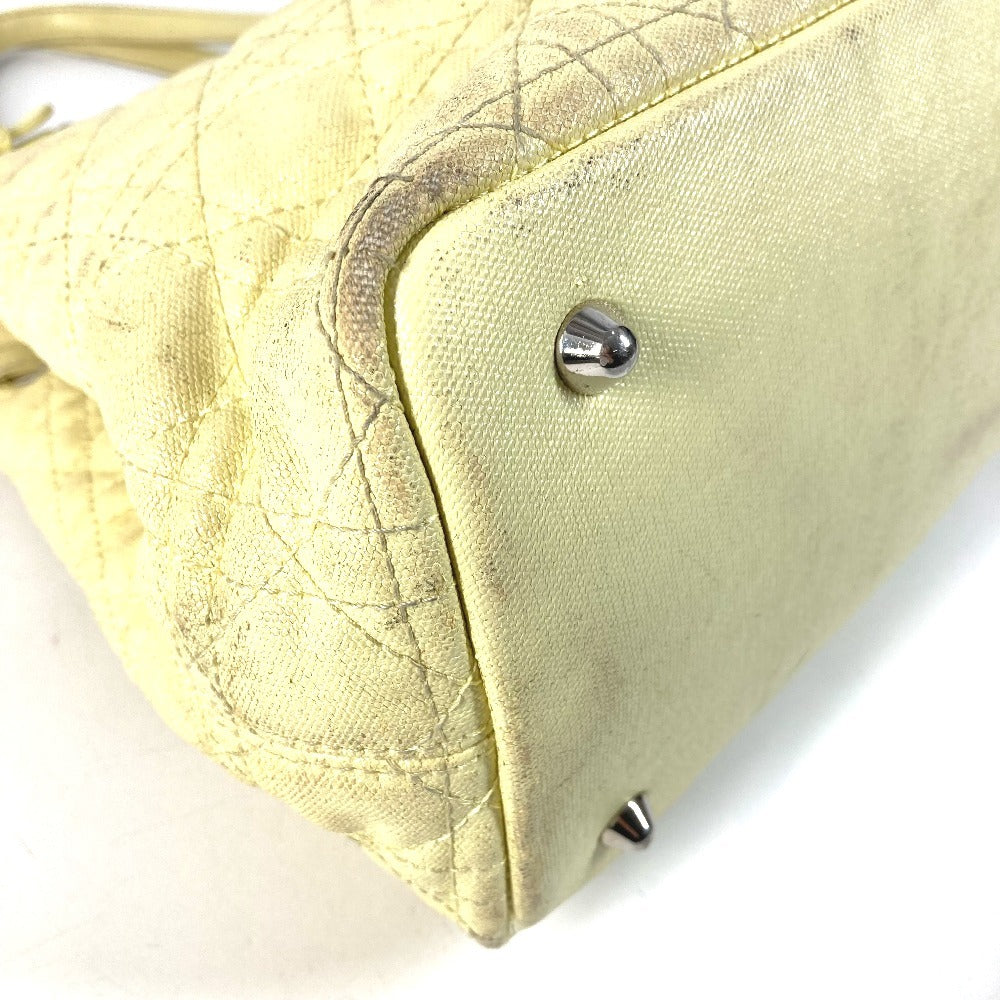 Dior Cannage Quilted Logo Bag Shoulder Bag Tote Bag Shoulder Bag Leather/Coated Canvas Unisex Yellow