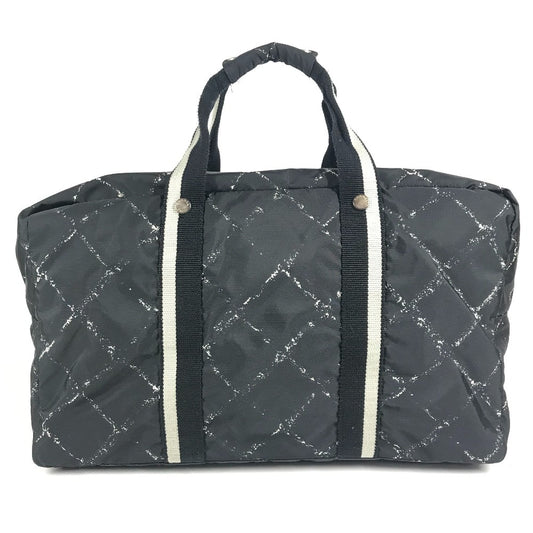 CHANEL 旧トラベルライン トラベルバッグ 旅行バッグ 2WAY ショルダーバッグ 斜め掛け ボストンバッグ ナイロン レディース ブラック