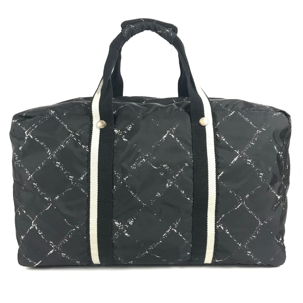CHANEL 旧トラベルライン トラベルバッグ 旅行バッグ 2WAY ショルダーバッグ 斜め掛け ボストンバッグ ナイロン レディース ブラック