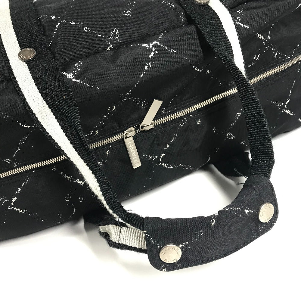 CHANEL 旧トラベルライン トラベルバッグ 旅行バッグ 2WAY ショルダーバッグ 斜め掛け ボストンバッグ ナイロン レディース ブラック