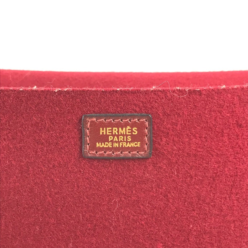 HERMES vintage Logo Hoodie Perforated Logo H Logo Bag Crossbody Flap Shoulder Bag felt / Leather Red Used