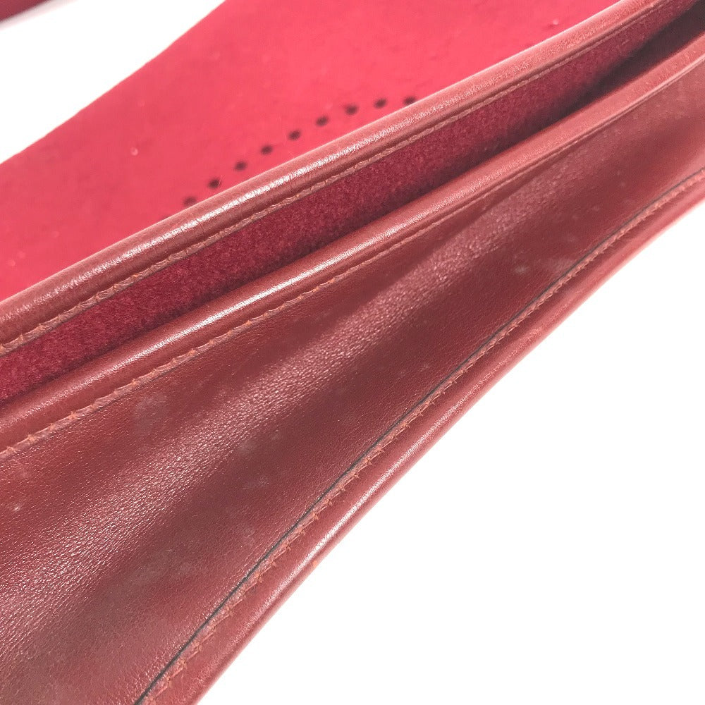 HERMES vintage Logo Hoodie Perforated Logo H Logo Bag Crossbody Flap Shoulder Bag felt / Leather Red Used