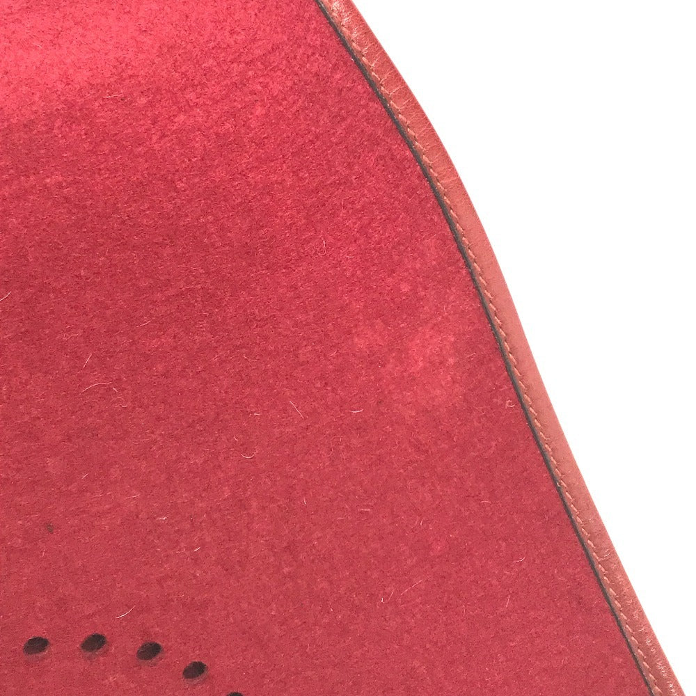 HERMES vintage Logo Hoodie Perforated Logo H Logo Bag Crossbody Flap Shoulder Bag felt / Leather Red Used