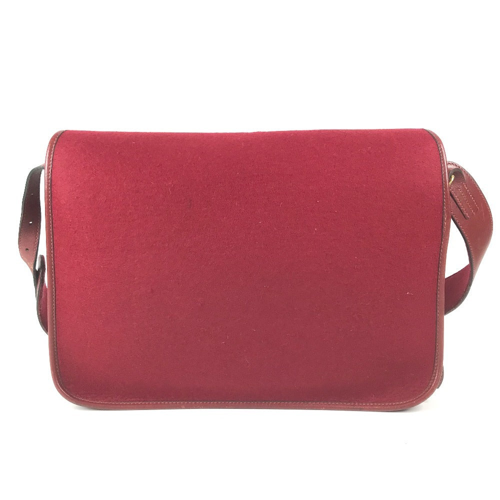HERMES vintage Logo Hoodie Perforated Logo H Logo Bag Crossbody Flap Shoulder Bag felt / Leather Red Used