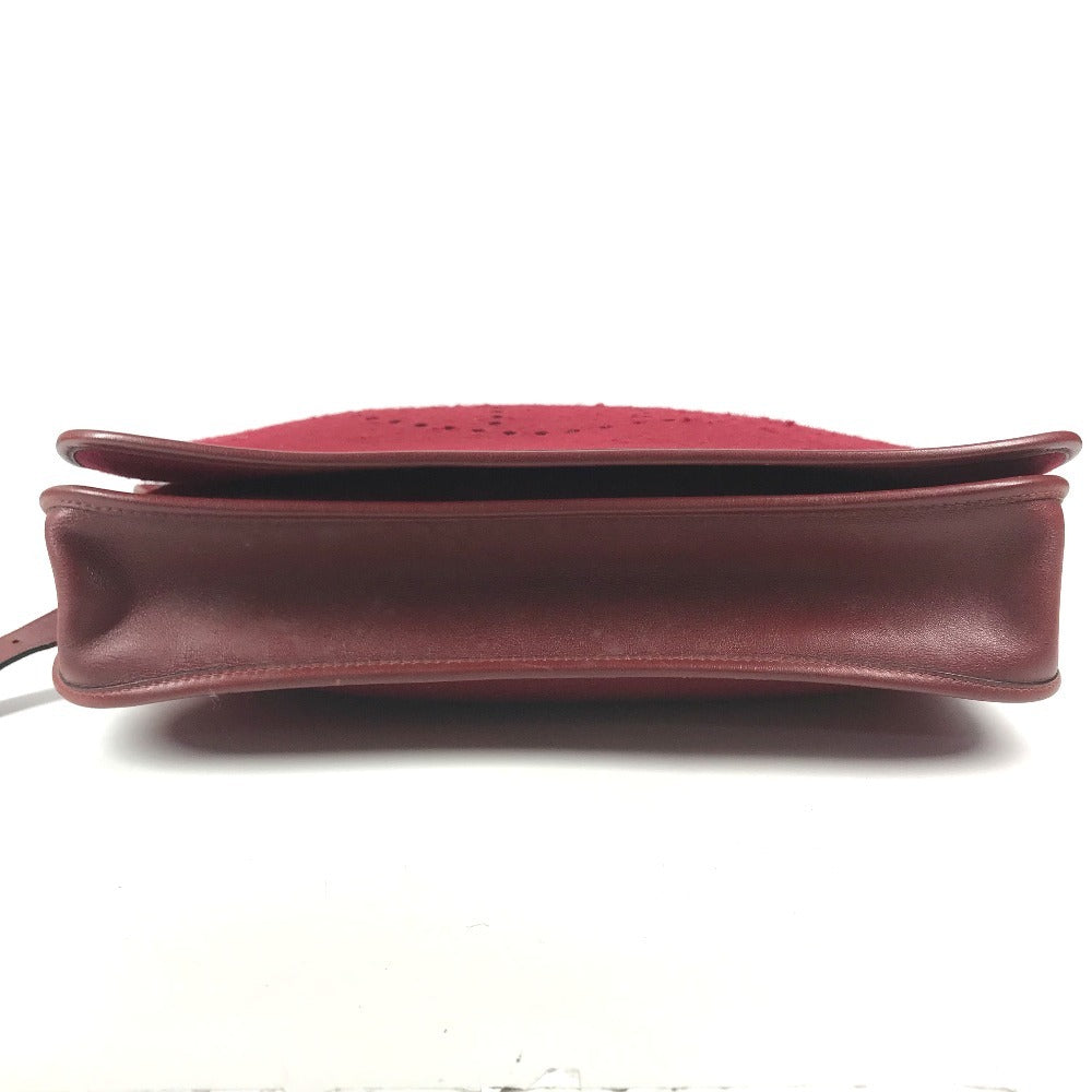 HERMES vintage Logo Hoodie Perforated Logo H Logo Bag Crossbody Flap Shoulder Bag felt / Leather Red Used