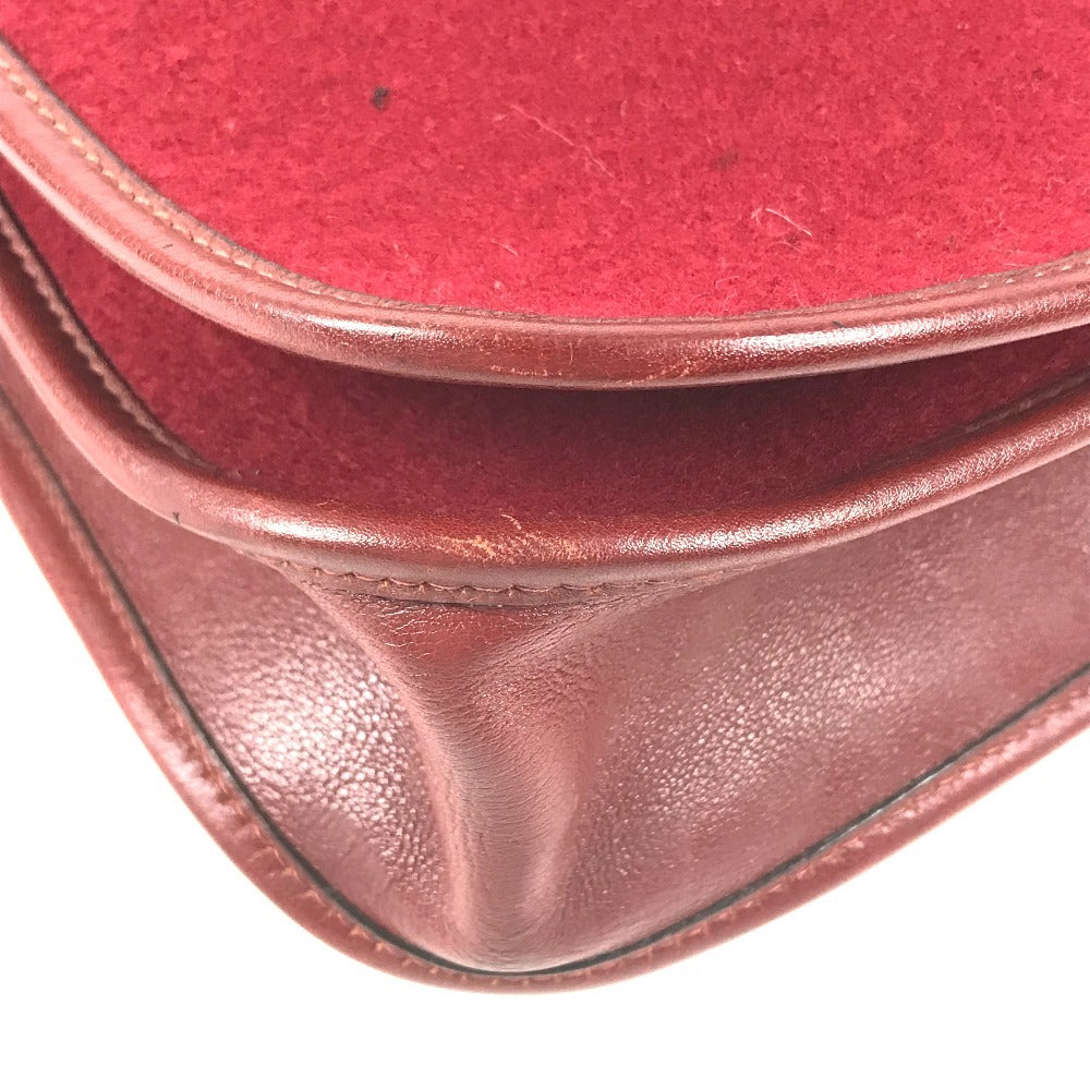HERMES vintage Logo Hoodie Perforated Logo H Logo Bag Crossbody Flap Shoulder Bag felt / Leather Red Used