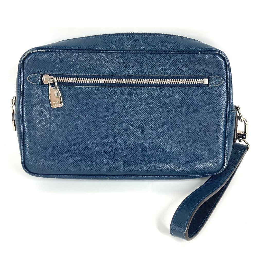 LOUIS VUITTON M33410 Taiga Pochette Kasai Pochette Kasai Bag Pouch Clutch Bag with Strap Cluch Bag Taiga Leather Océan Navy Used