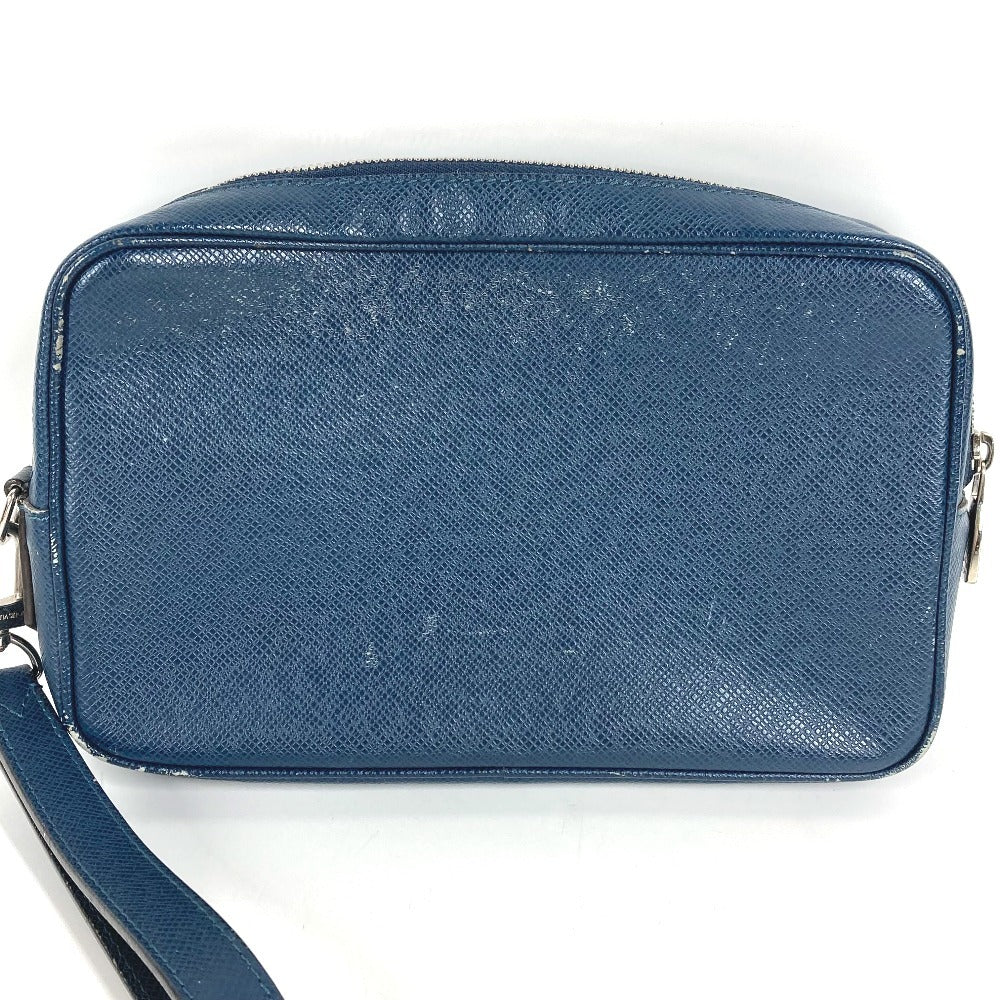 LOUIS VUITTON M33410 Taiga Pochette Kasai Pochette Kasai Bag Pouch Clutch Bag with Strap Cluch Bag Taiga Leather Océan Navy Used