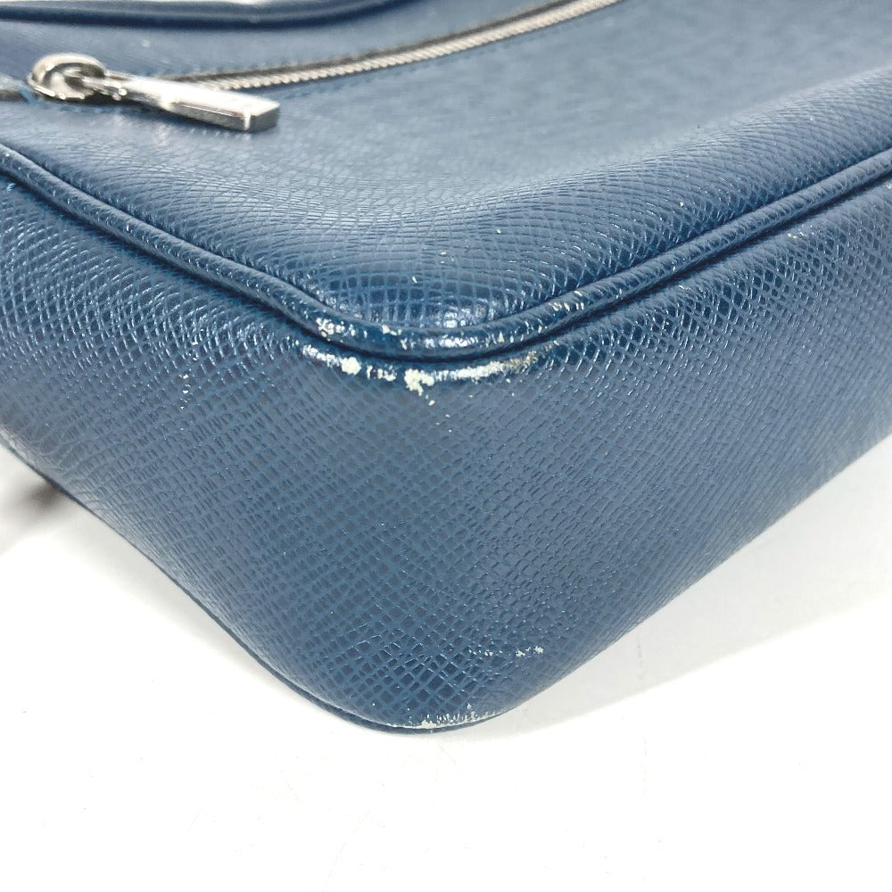 LOUIS VUITTON M33410 Taiga Pochette Kasai Pochette Kasai Bag Pouch Clutch Bag with Strap Cluch Bag Taiga Leather Océan Navy Used