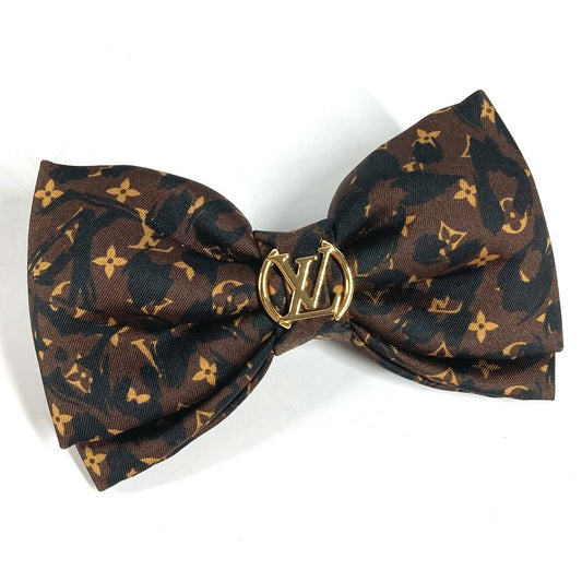 LOUIS VUITTON M03607 Leopard leopard leopard LV Safari Ribbon Hair Clip Hair accessories, hair clips, pins Valletta silk Brown/Black Used