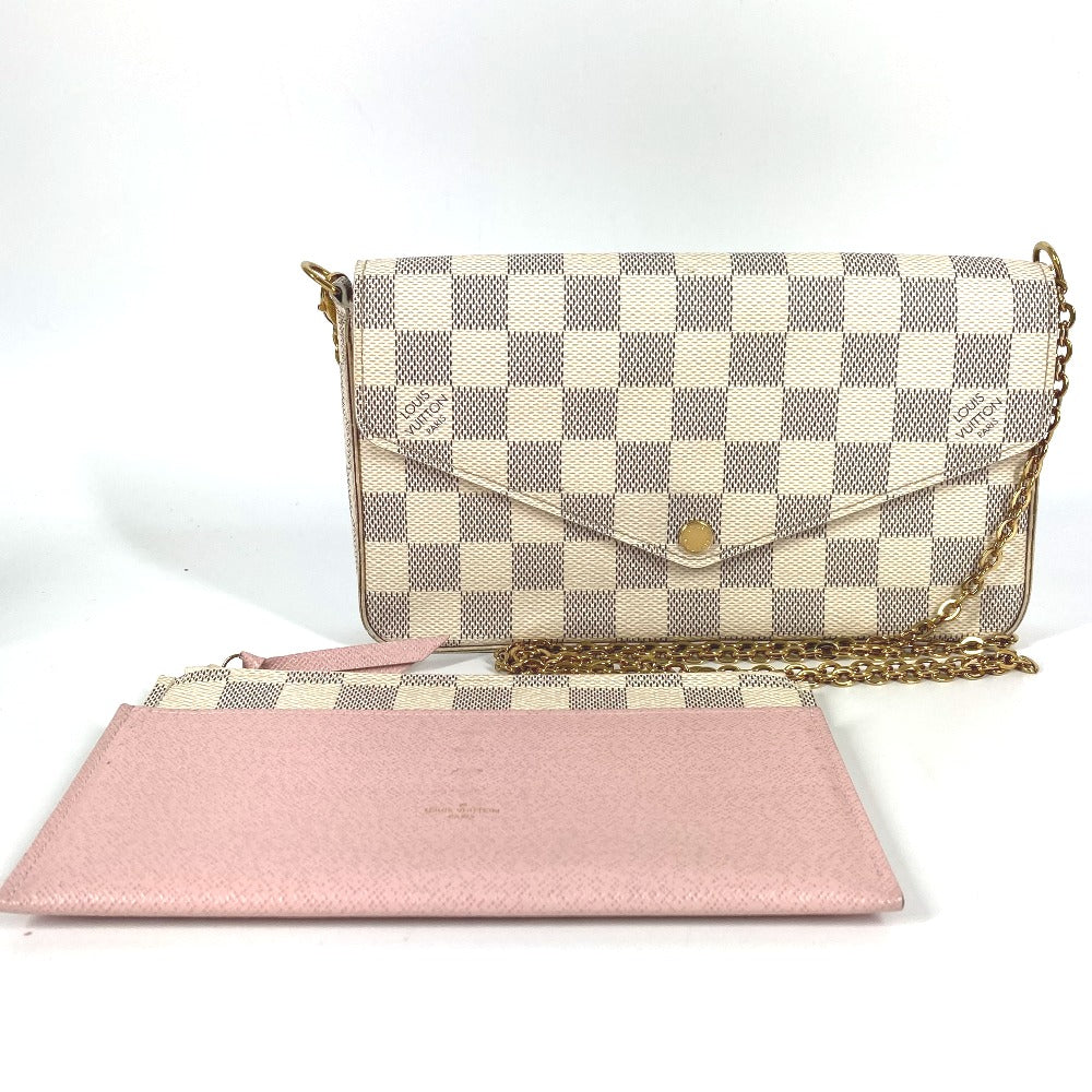 LOUIS VUITTON N63106 ダミエアズール ポシェットフェリシー カードケース コインケース 財布 チェーンバッグ ウォレット 長財布 ダミエアズールキャンバス レディース ローズバレリーヌ ピンク
