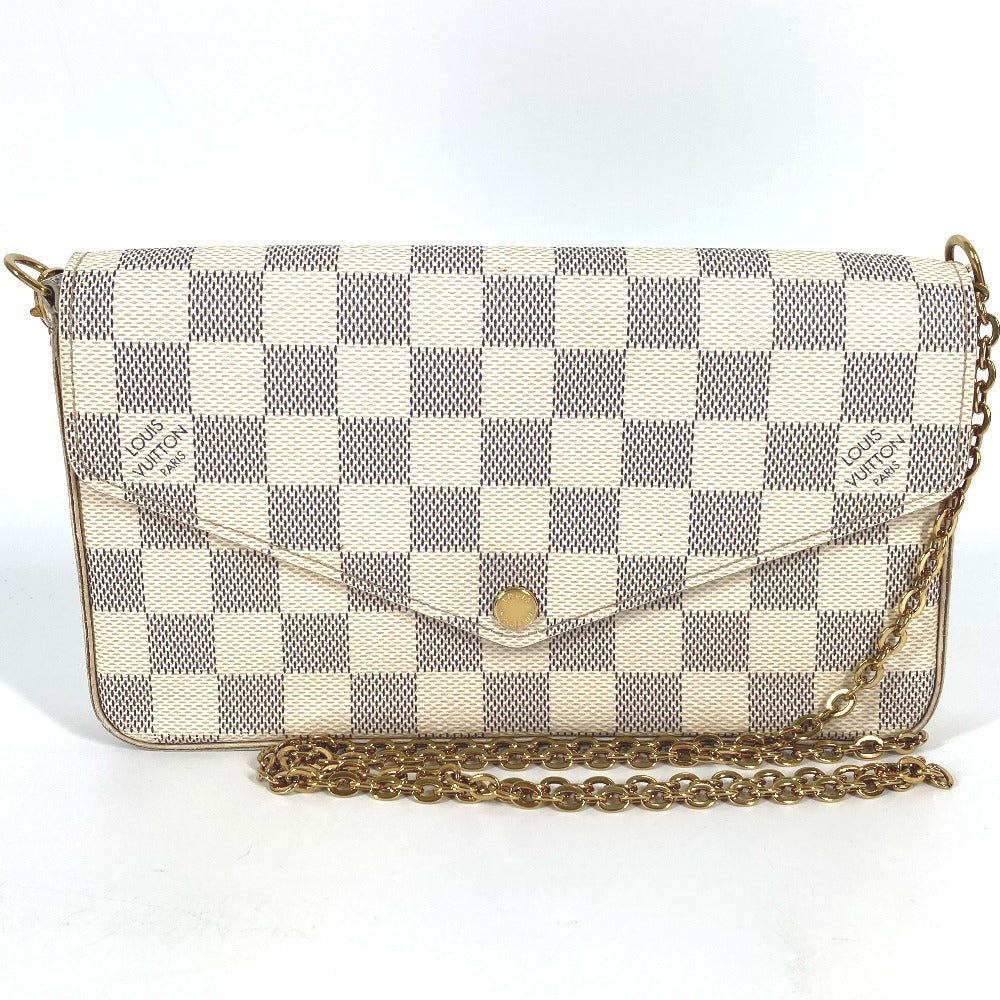 LOUIS VUITTON N63106 ダミエアズール ポシェットフェリシー カードケース コインケース 財布 チェーンバッグ ウォレット 長財布 ダミエアズールキャンバス レディース ローズバレリーヌ ピンク