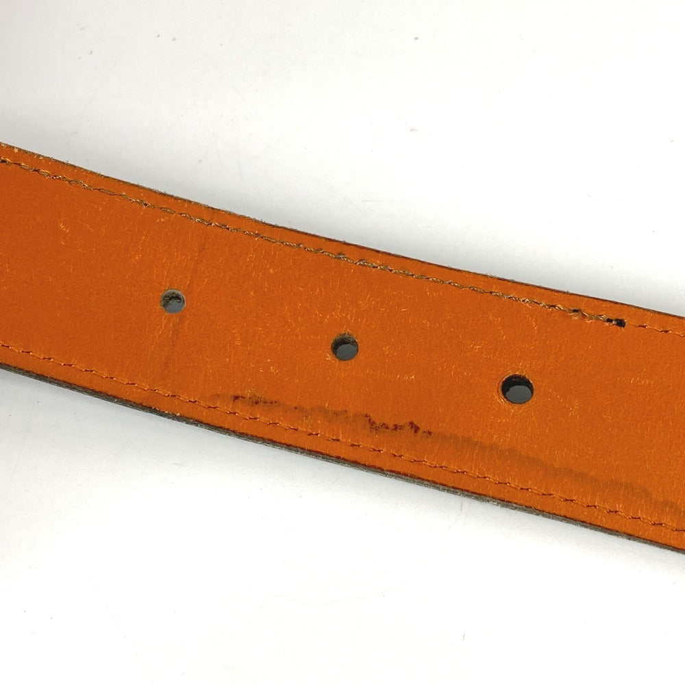 HERMES Bicolor H Belt Logo Accessory Buckle Belt Leather Unisex Black