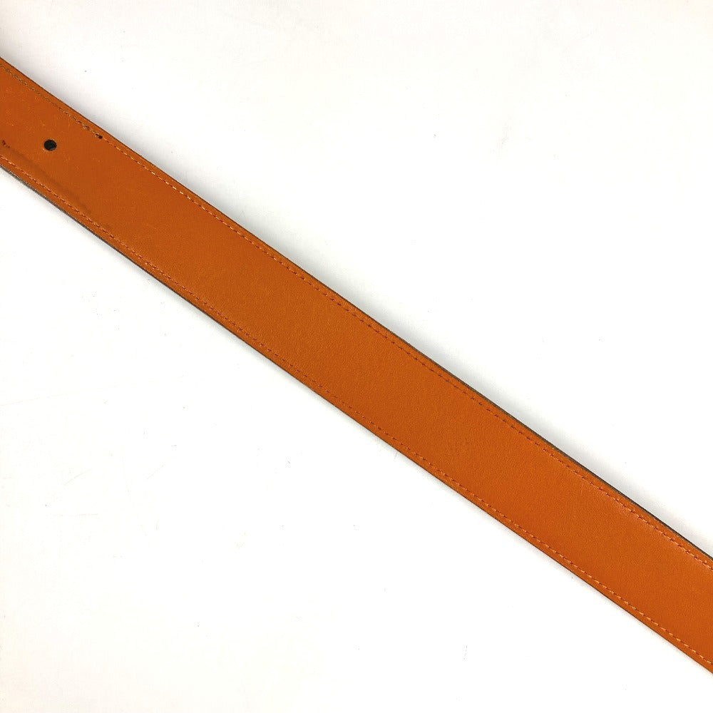 HERMES Bicolor H Belt Logo Accessory Buckle Belt Leather Unisex Black