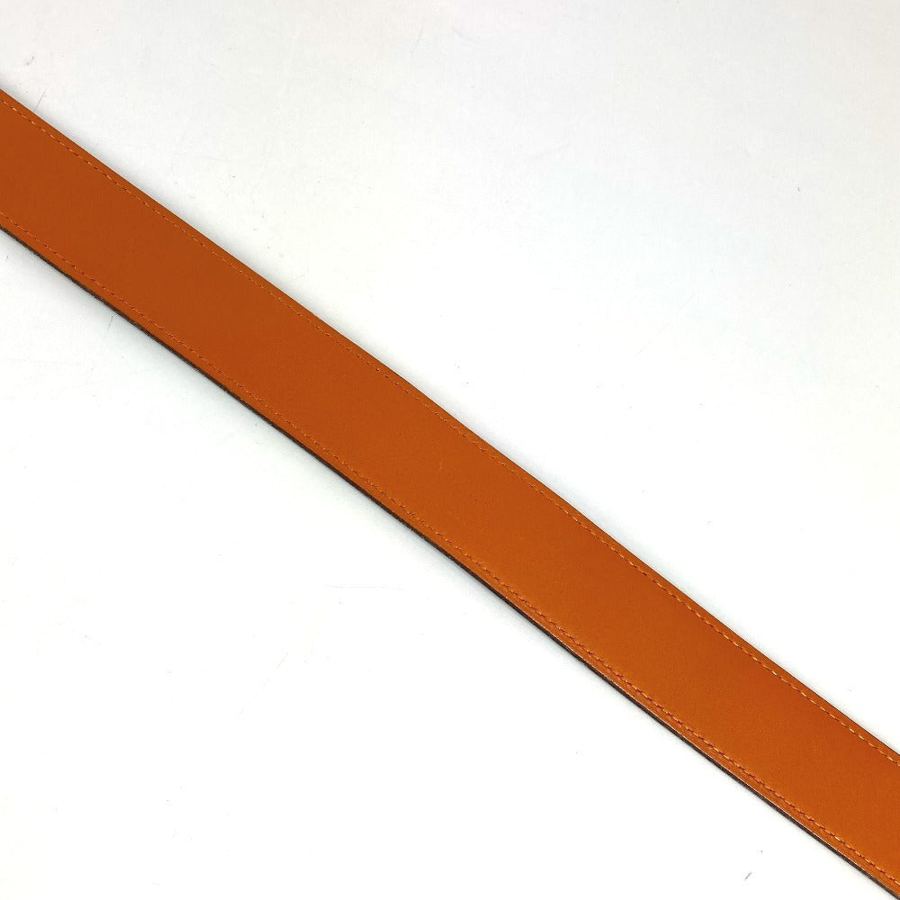 HERMES Bicolor H Belt Logo Accessory Buckle Belt Leather Unisex Black