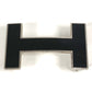 HERMES Bicolor H Belt Logo Accessory Buckle Belt Leather Unisex Black