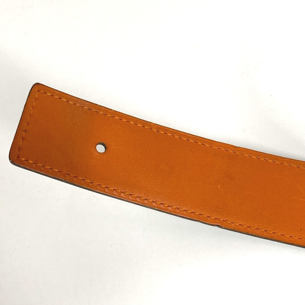 HERMES Bicolor H Belt Logo Accessory Buckle Belt Leather Unisex Black