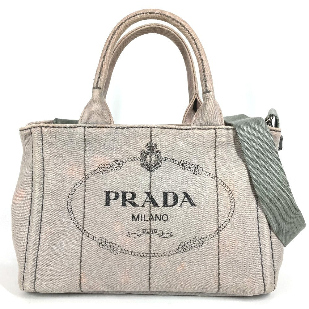 PRADA Kanapa Logo 2WAY Bag Shoulder Bag Crossbody Tote Bag Handbag Canvas Women's Gray