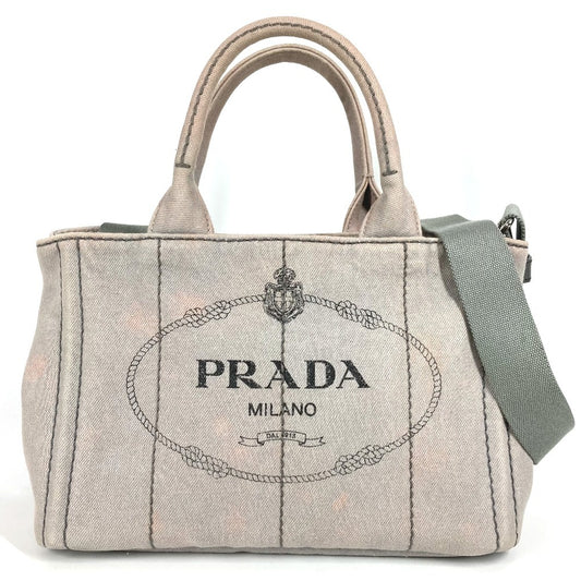 PRADA Kanapa Logo 2WAY Bag Shoulder Bag Crossbody Tote Bag Handbag Canvas Women's Gray