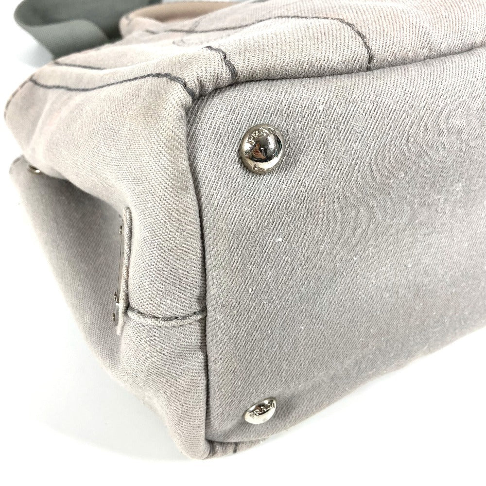 PRADA Kanapa Logo 2WAY Bag Shoulder Bag Crossbody Tote Bag Handbag Canvas Women's Gray