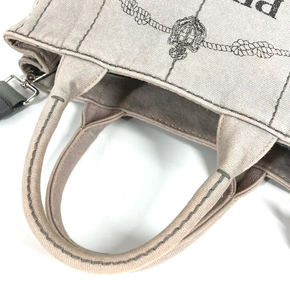 PRADA Kanapa Logo 2WAY Bag Shoulder Bag Crossbody Tote Bag Handbag Canvas Women's Gray