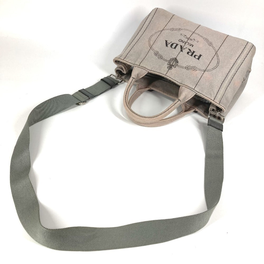 PRADA Kanapa Logo 2WAY Bag Shoulder Bag Crossbody Tote Bag Handbag Canvas Women's Gray
