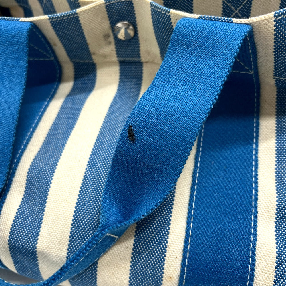 HERMES ストライプ カンヌMM カンヌ MM カバン バッグ キャンバス地 トートバッグ ハンドバッグ キャンバス ユニセックス ブルー