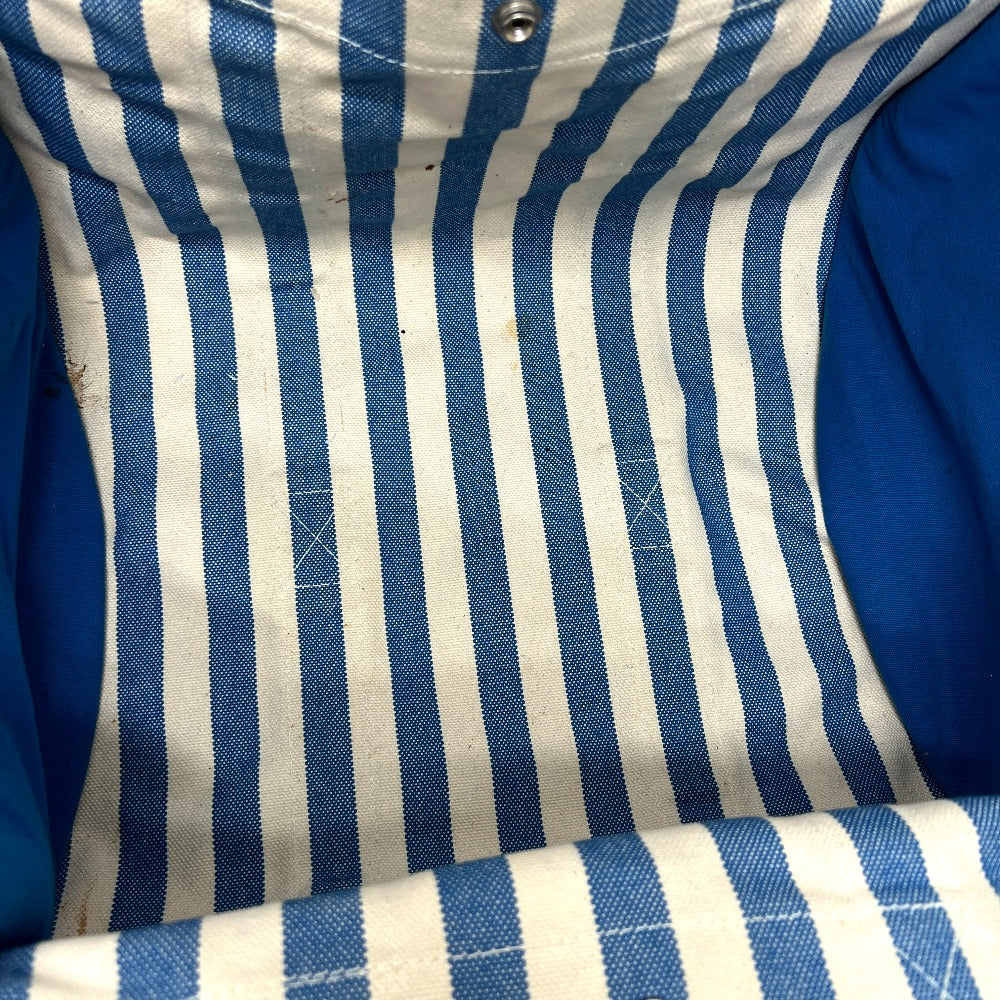 HERMES ストライプ カンヌMM カンヌ MM カバン バッグ キャンバス地 トートバッグ ハンドバッグ キャンバス ユニセックス ブルー