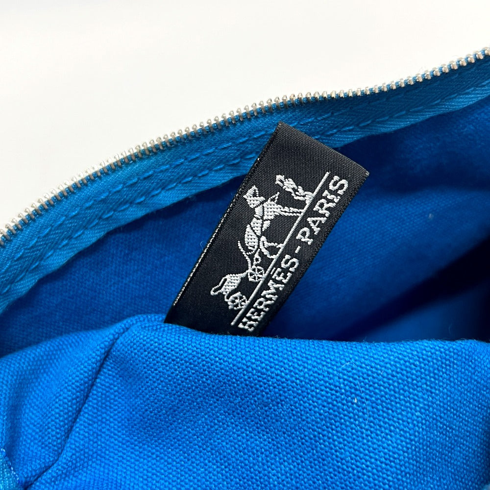 HERMES ストライプ カンヌMM カンヌ MM カバン バッグ キャンバス地 トートバッグ ハンドバッグ キャンバス ユニセックス ブルー