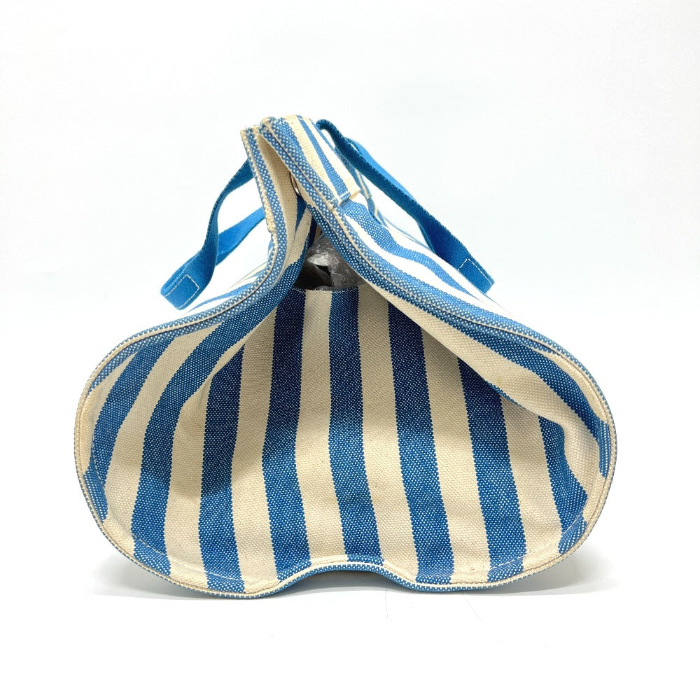 HERMES ストライプ カンヌMM カンヌ MM カバン バッグ キャンバス地 トートバッグ ハンドバッグ キャンバス ユニセックス ブルー