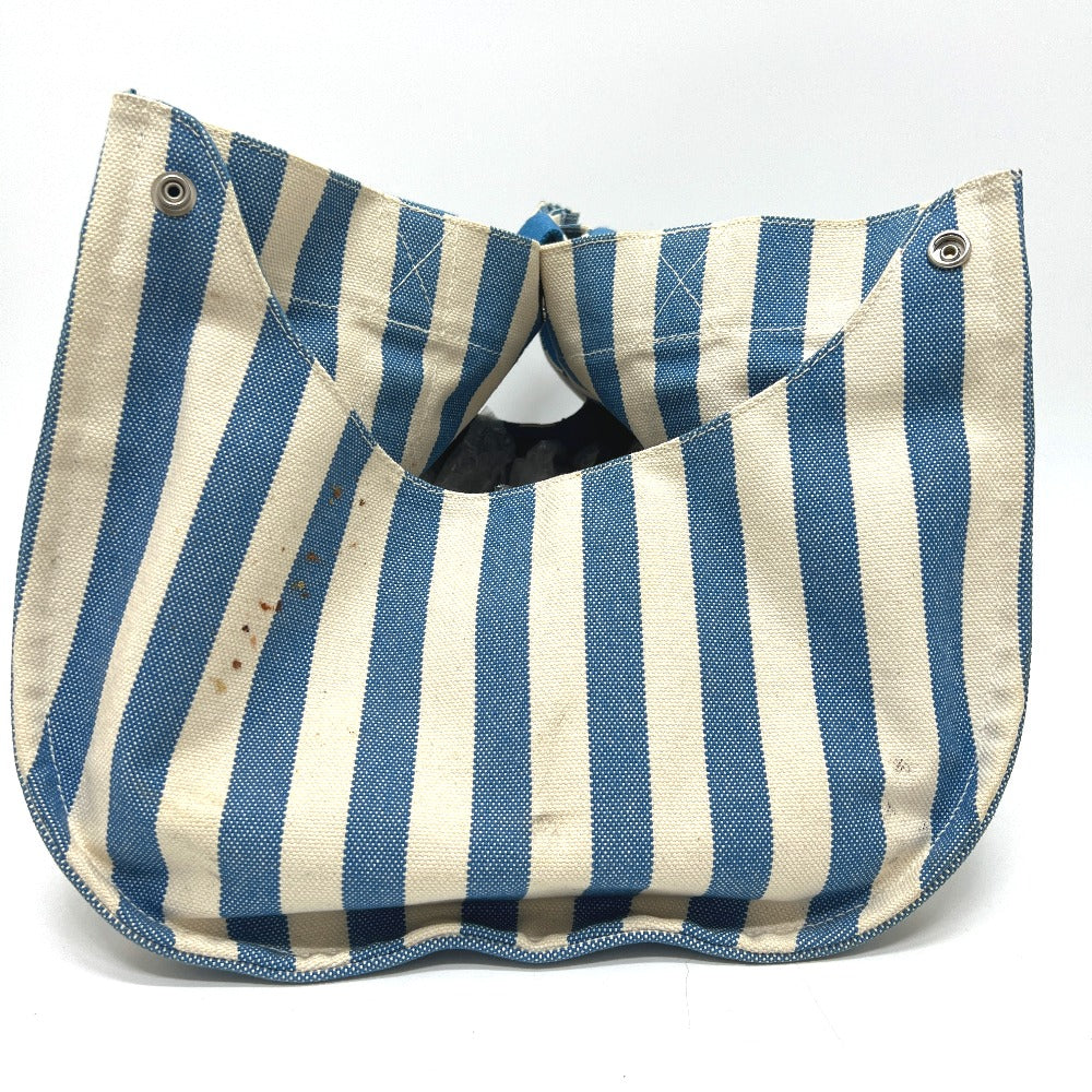 HERMES ストライプ カンヌMM カンヌ MM カバン バッグ キャンバス地 トートバッグ ハンドバッグ キャンバス ユニセックス ブルー