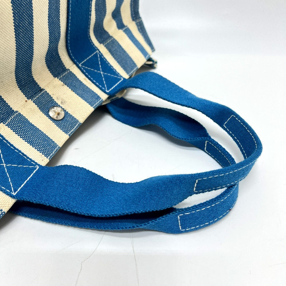 HERMES ストライプ カンヌMM カンヌ MM カバン バッグ キャンバス地 トートバッグ ハンドバッグ キャンバス ユニセックス ブルー