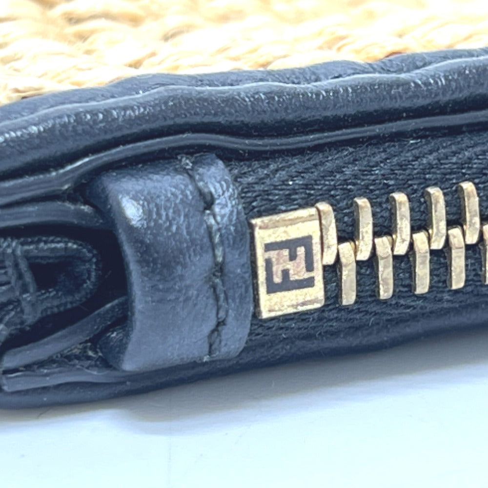 FENDI 8N0149 ストロー ロゴ カバン ポーチ バッグ クラッチバッグ ラフィア ユニセックス ベージュ
