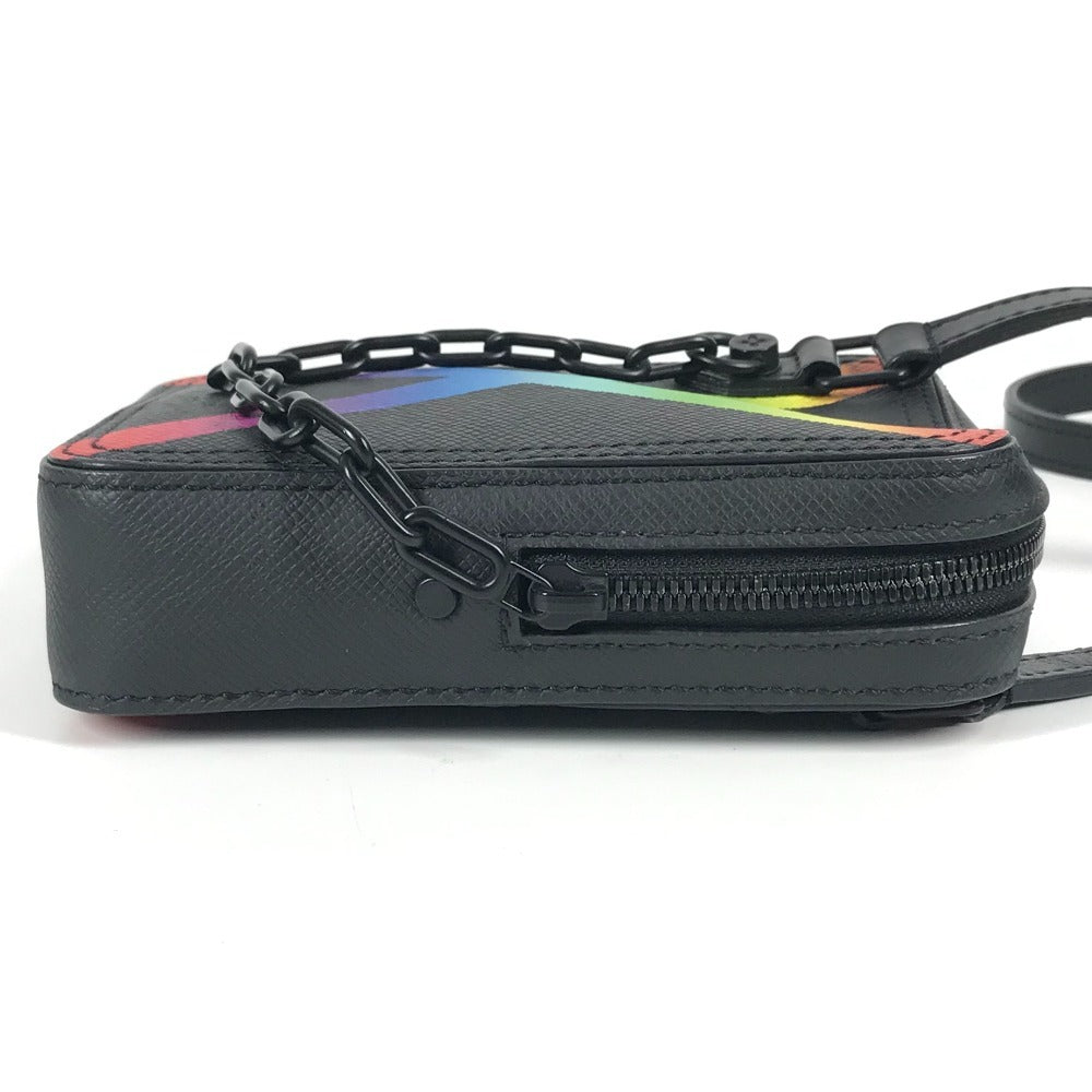 LOUIS VUITTON M30332 タイガ レインボー ダヌーブ・メッセンジャー カバン 斜め掛け ポシェット ショルダーバッグ タイガレザー ユニセックス ブラック