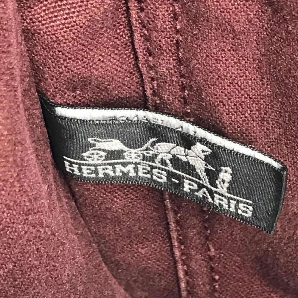 HERMES Half Leather Foulet PM Tote Bag, Leather/Canvas, Unisex, Wine Red