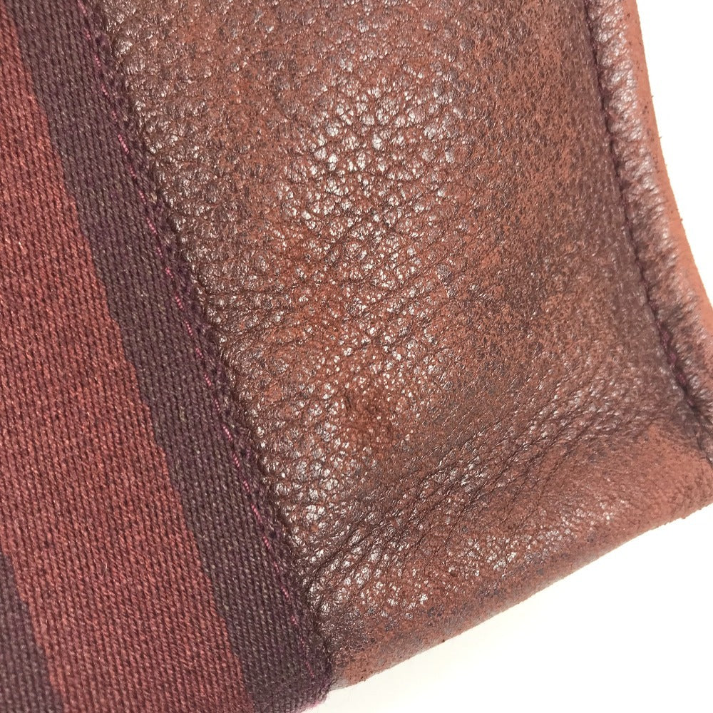 HERMES ハーフレザー 革 フールトゥPM フールトゥ PM カバン トートバッグ ハンドバッグ レザー/キャンバス ユニセックス ワインレッド