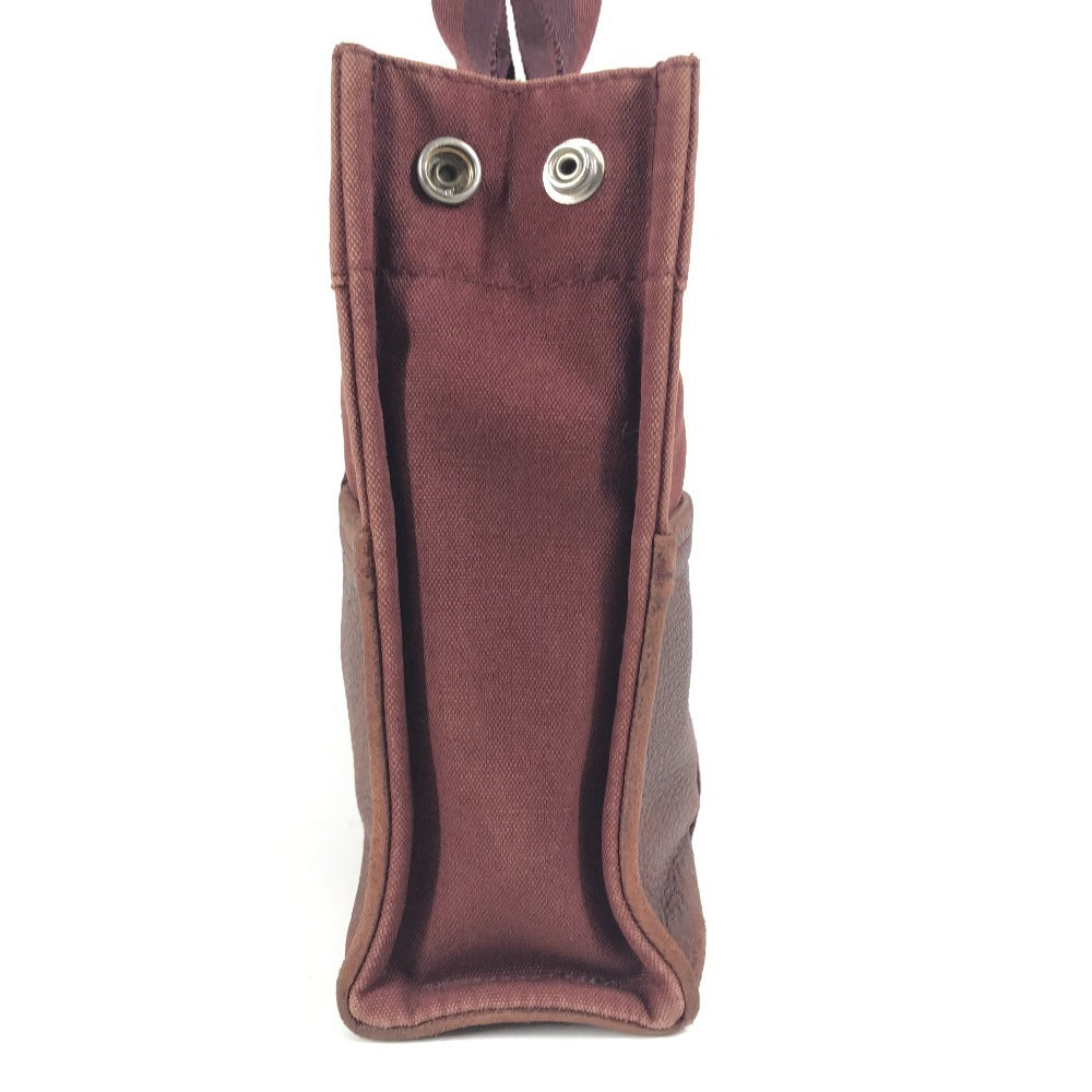 HERMES ハーフレザー 革 フールトゥPM フールトゥ PM カバン トートバッグ ハンドバッグ レザー/キャンバス ユニセックス ワインレッド