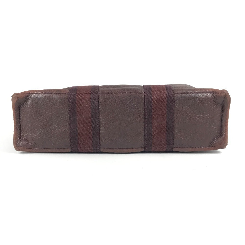 HERMES ハーフレザー 革 フールトゥPM フールトゥ PM カバン トートバッグ ハンドバッグ レザー/キャンバス ユニセックス ワインレッド