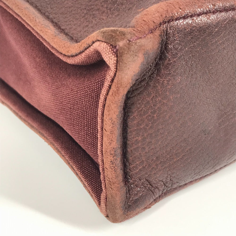 HERMES ハーフレザー 革 フールトゥPM フールトゥ PM カバン トートバッグ ハンドバッグ レザー/キャンバス ユニセックス ワインレッド