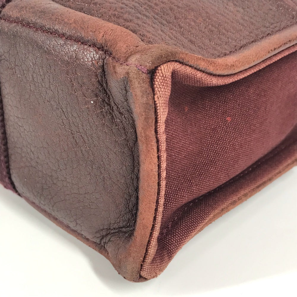 HERMES ハーフレザー 革 フールトゥPM フールトゥ PM カバン トートバッグ ハンドバッグ レザー/キャンバス ユニセックス ワインレッド