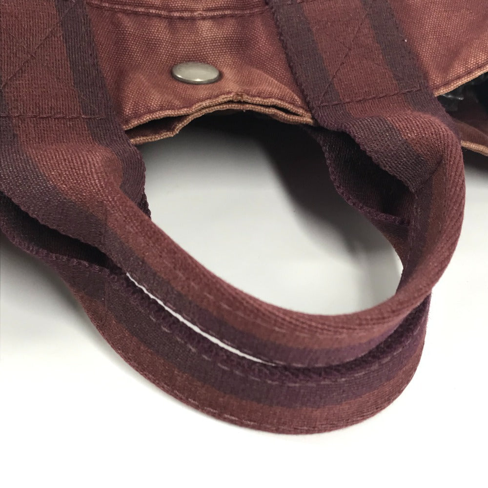 HERMES ハーフレザー 革 フールトゥPM フールトゥ PM カバン トートバッグ ハンドバッグ レザー/キャンバス ユニセックス ワインレッド