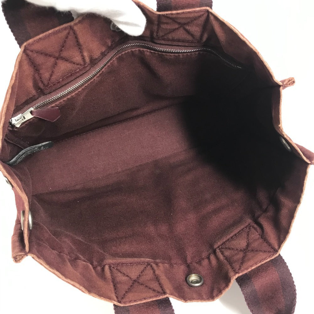 HERMES ハーフレザー 革 フールトゥPM フールトゥ PM カバン トートバッグ ハンドバッグ レザー/キャンバス ユニセックス ワインレッド