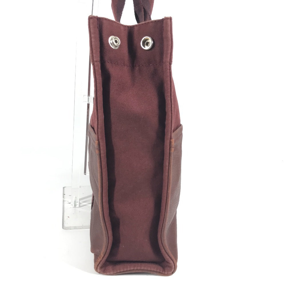 HERMES ハーフレザー 革 フールトゥMM フールトゥ MM カバン トートバッグ ハンドバッグ キャンバス/レザー ユニセックス ワインレッド系