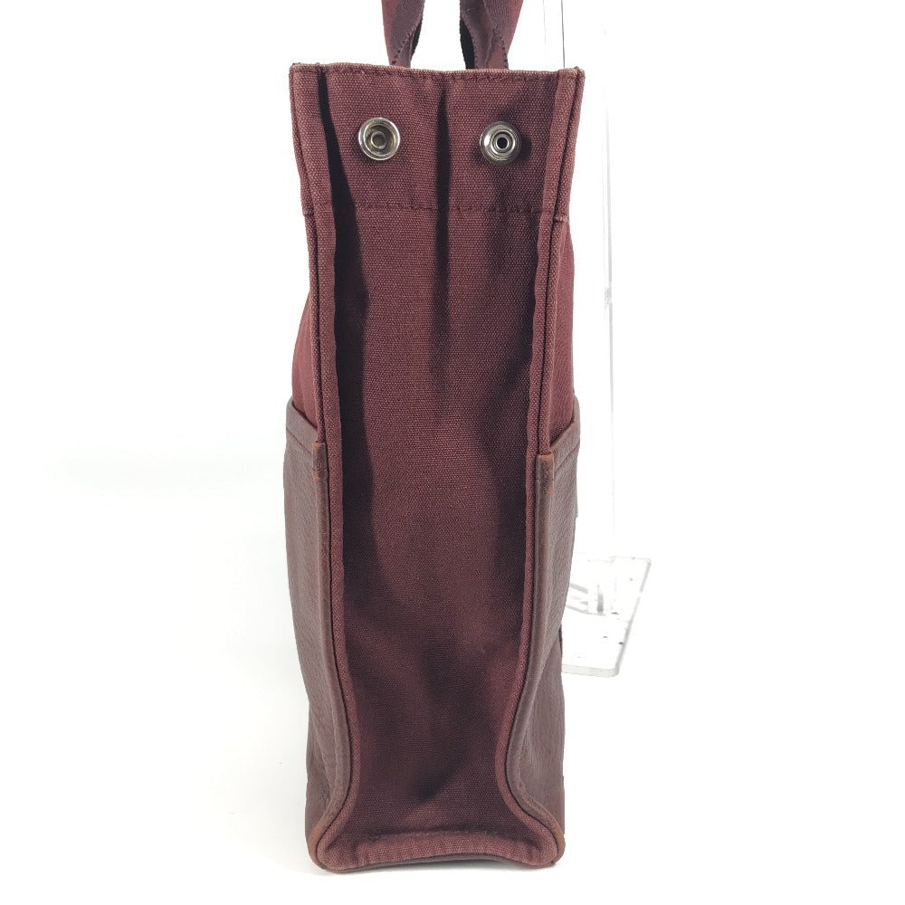 HERMES ハーフレザー 革 フールトゥMM フールトゥ MM カバン トートバッグ ハンドバッグ キャンバス/レザー ユニセックス ワインレッド系