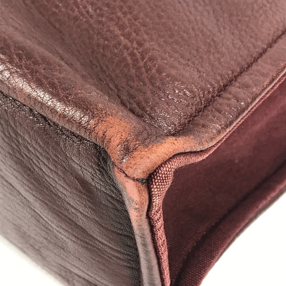 HERMES ハーフレザー 革 フールトゥMM フールトゥ MM カバン トートバッグ ハンドバッグ キャンバス/レザー ユニセックス ワインレッド系
