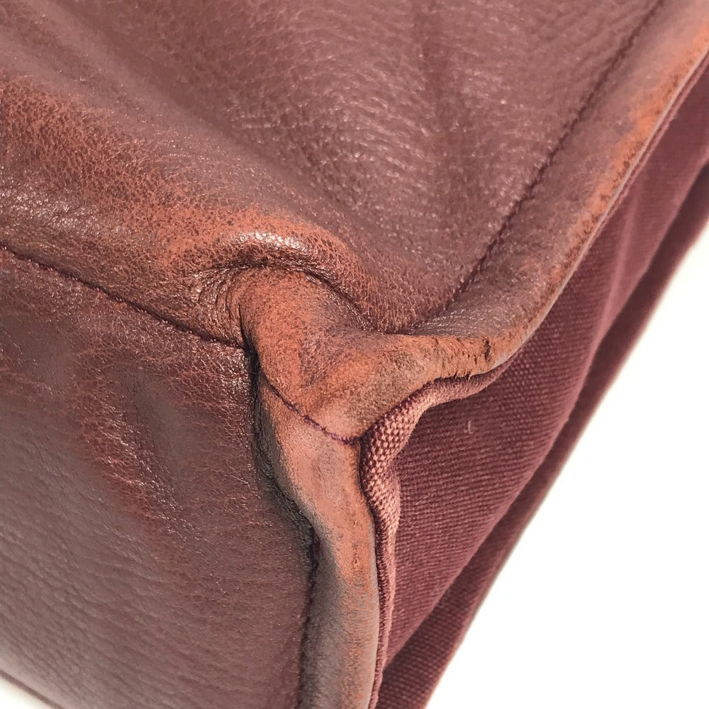 HERMES ハーフレザー 革 フールトゥMM フールトゥ MM カバン トートバッグ ハンドバッグ キャンバス/レザー ユニセックス ワインレッド系