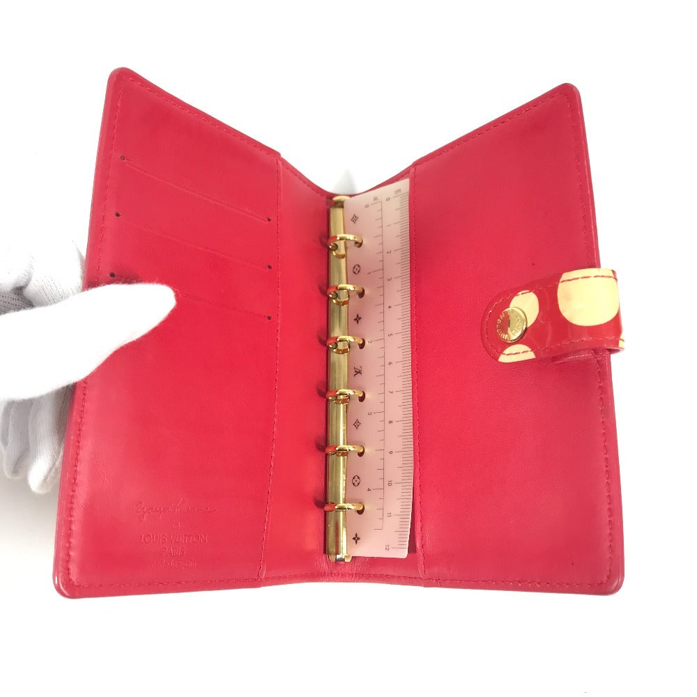 LOUIS VUITTON M91518 モノグラムヴェルニ 草間彌生コラボ アジェンダPM システム手帳 ステーショナリー ドット 水玉 手帳カバー モノグラムヴェルニ レディース レッド