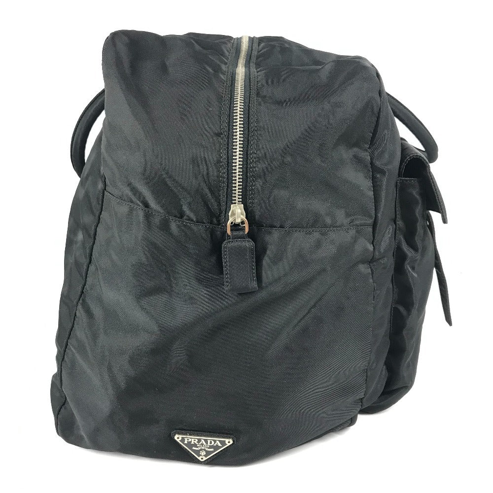 PRADA トライアングルロゴ 三角ロゴ プレート ハンドバッグ カバン トラベルバッグ 旅行バッグ ボストンバッグ ナイロン ユニセックス ブラック