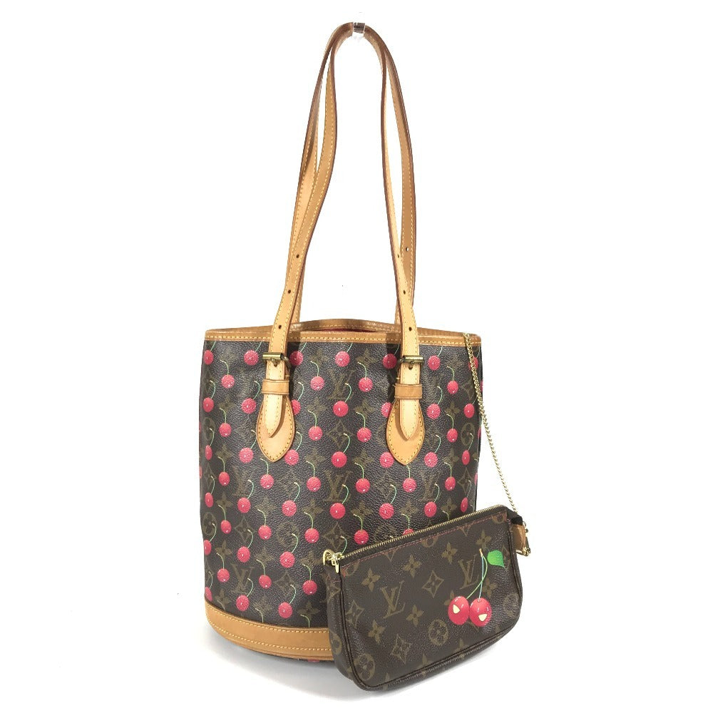 LOUIS VUITTON M95012 モノグラムチェリー 村上隆 バケットPM バケット PM ポーチ付き カバン 肩掛け トートバッグ バケツ ショルダーバッグ モノグラムキャンバス ユニセックス レッド