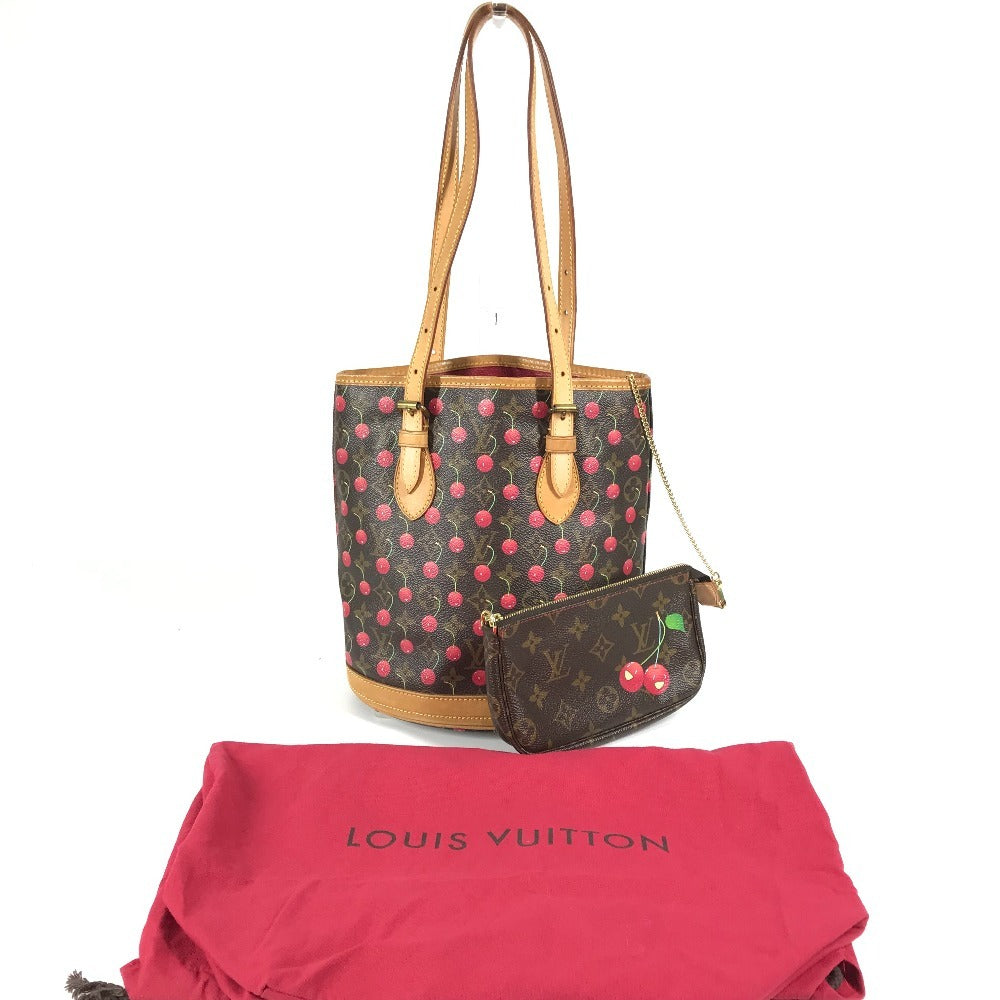 LOUIS VUITTON M95012 モノグラムチェリー 村上隆 バケットPM バケット PM ポーチ付き カバン 肩掛け トートバッグ バケツ ショルダーバッグ モノグラムキャンバス ユニセックス レッド